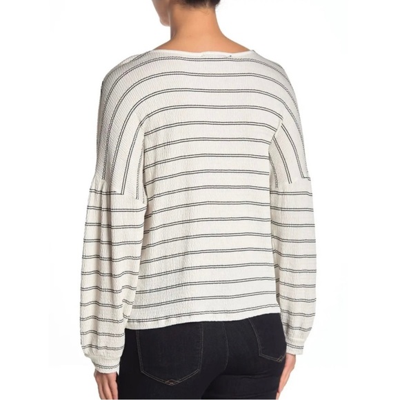 NEW FRENCH CONNECTION STRIPED BALLOON SLEEVE TOP - Picture 6 of 8